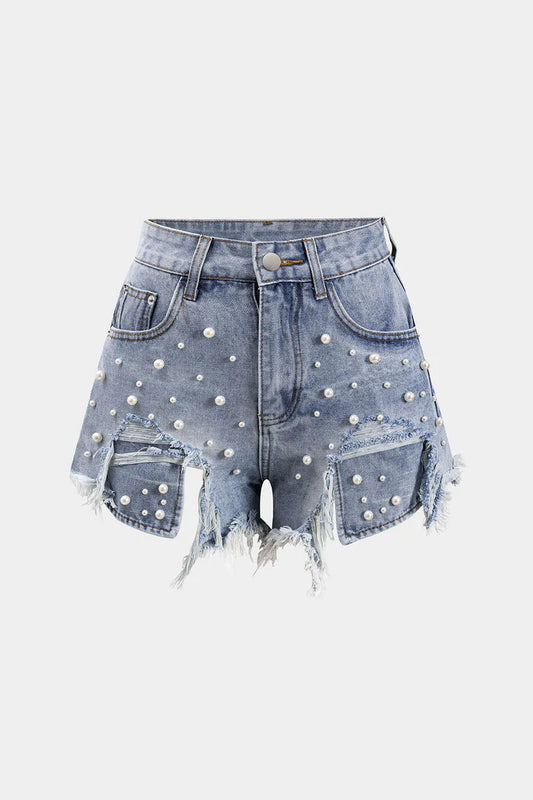 High-waisted shorts with beads