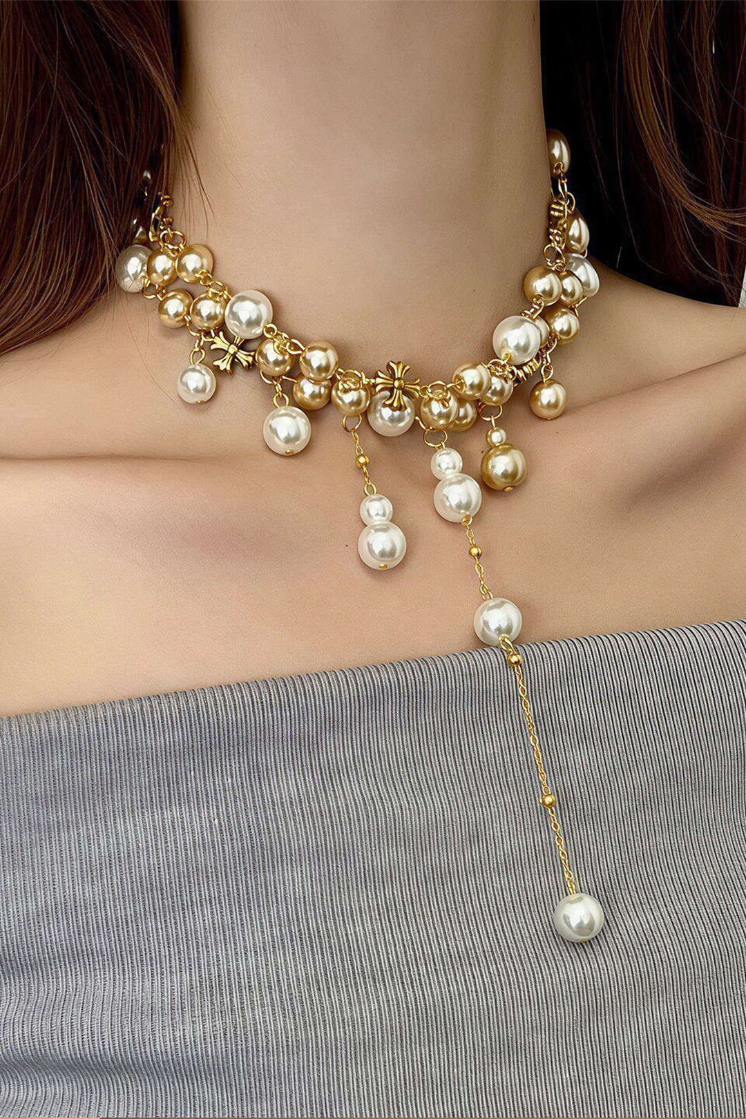 Ketting met franjes en parels