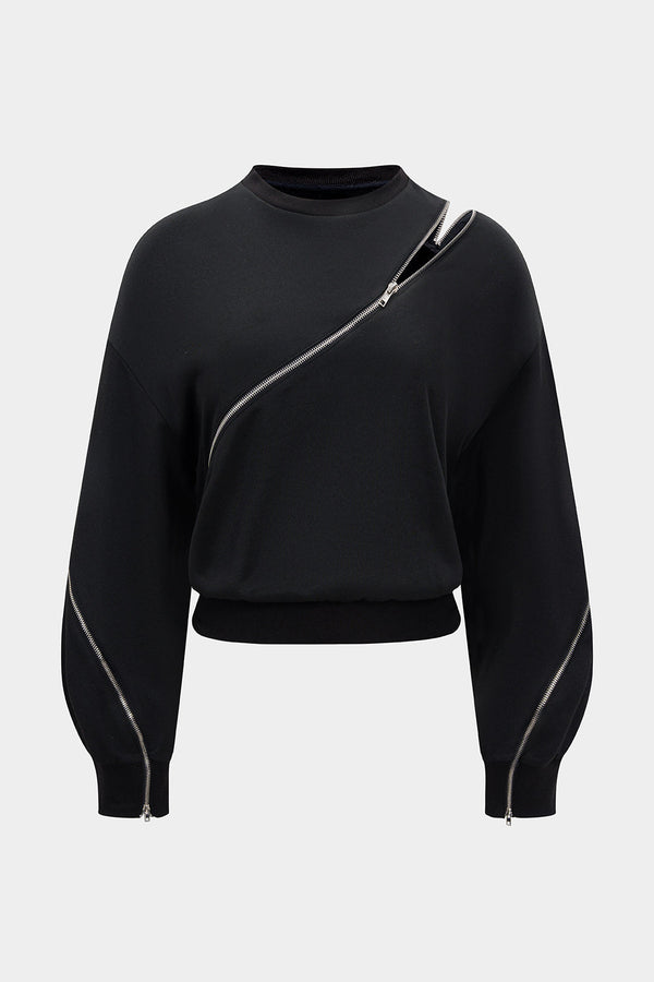 Sweater met ronde hals en rits