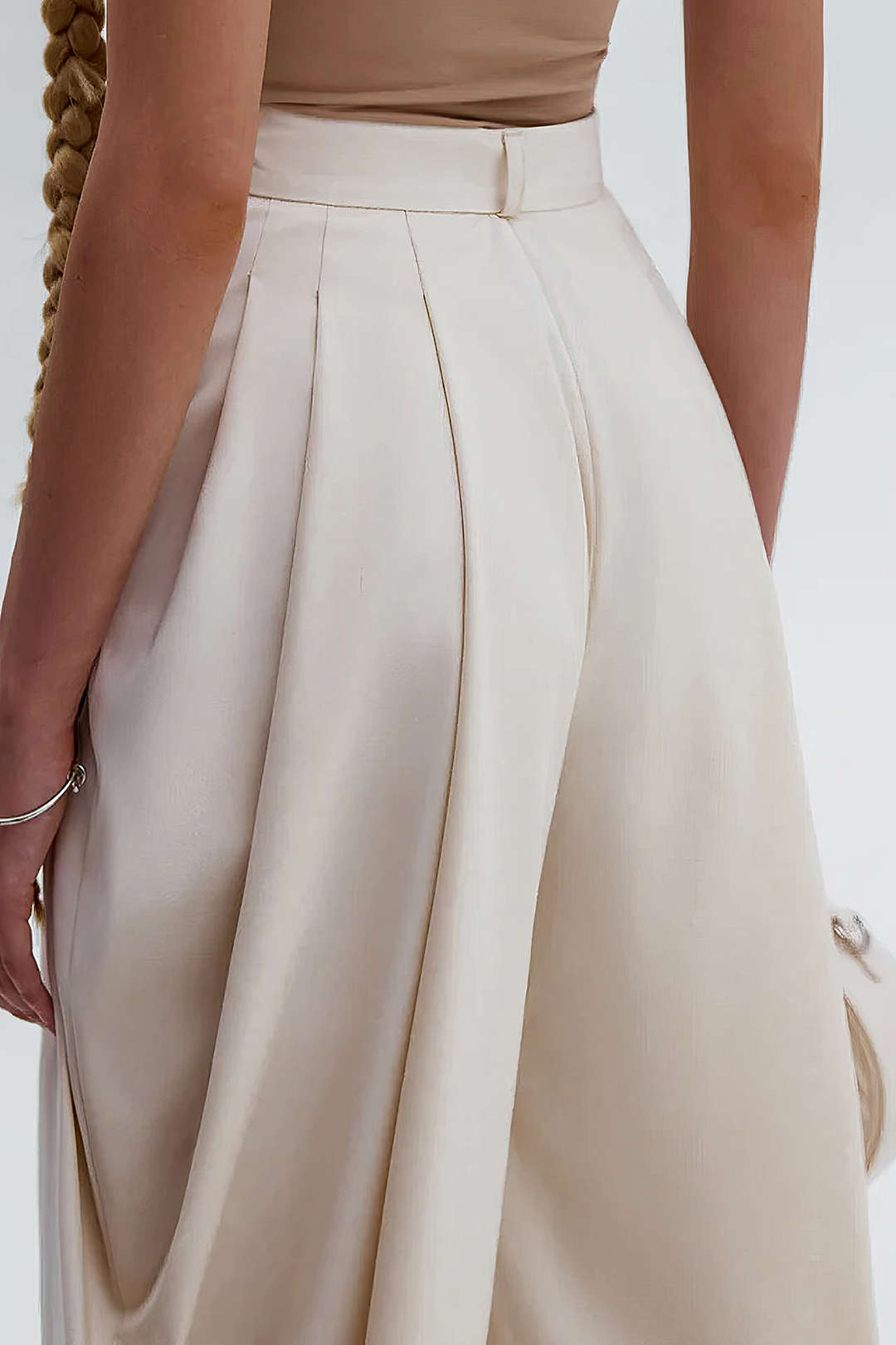 Effen pantalon met ruches