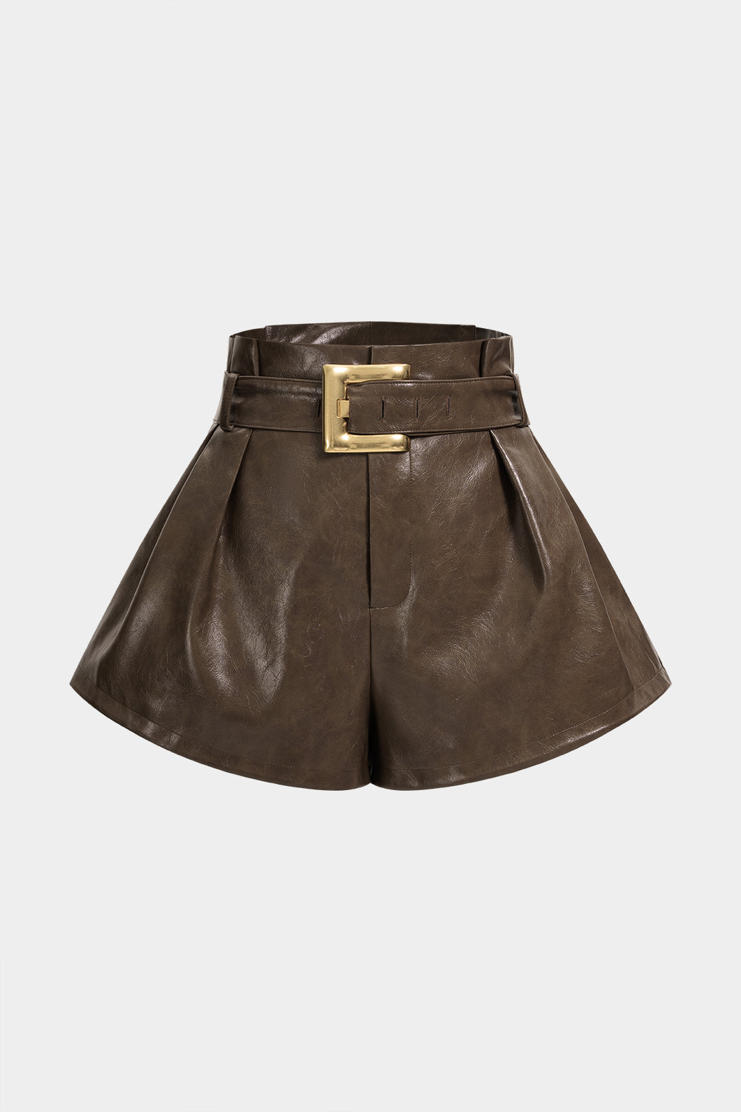 Leren-look short met hoge taille en riem