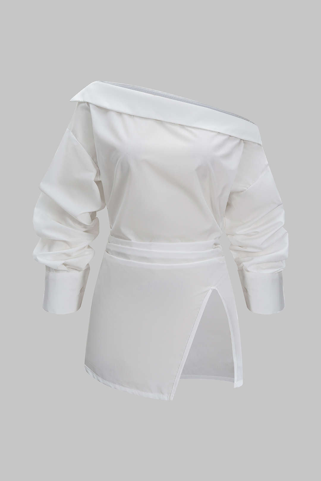 Blouse met blote schouders, ruches en lange mouwen