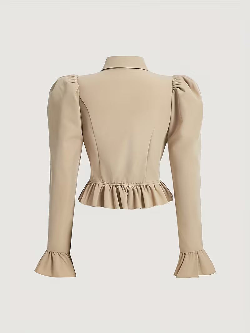 Old Money Blouse with Ruffles and Puff Sleeves