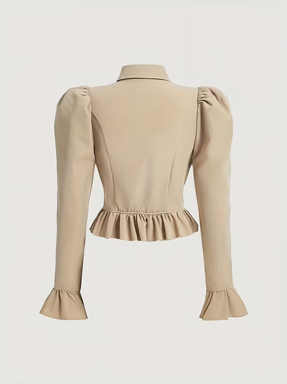 Old Money Blouse with Ruffles and Puff Sleeves