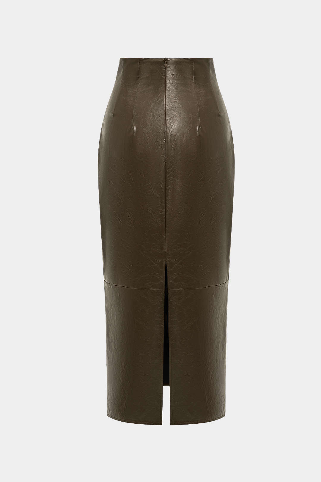 Effen leren-look midirok