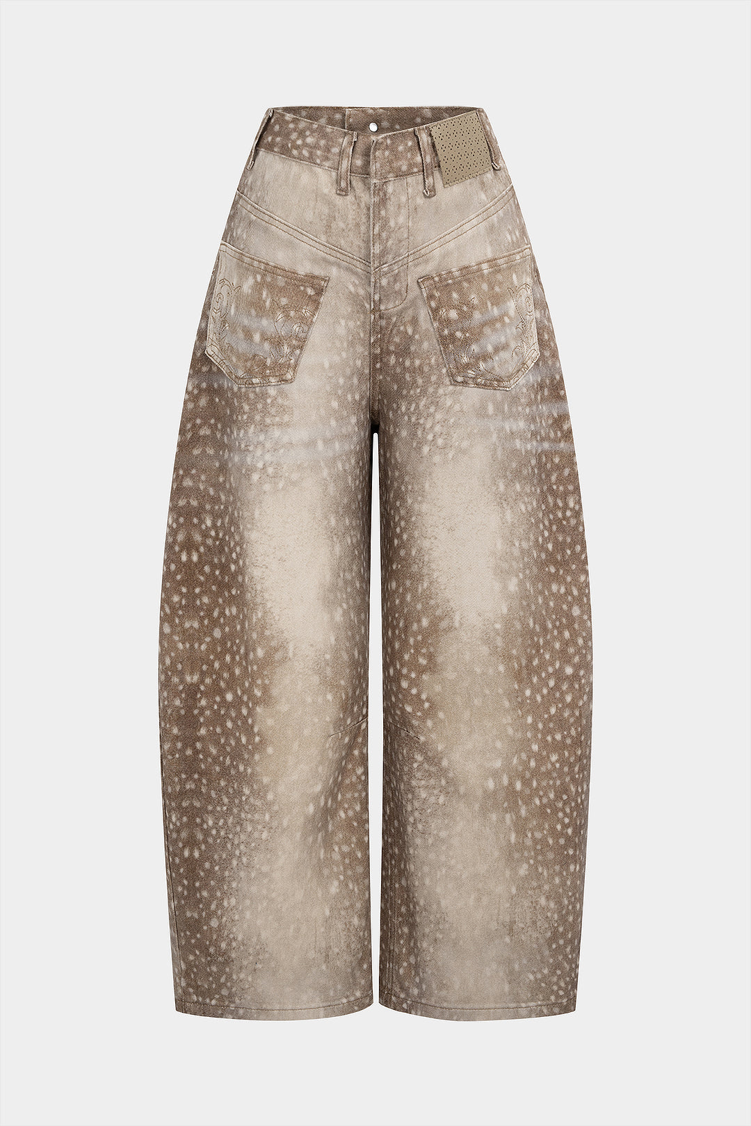 Gestipte jeans met rits en zakken
