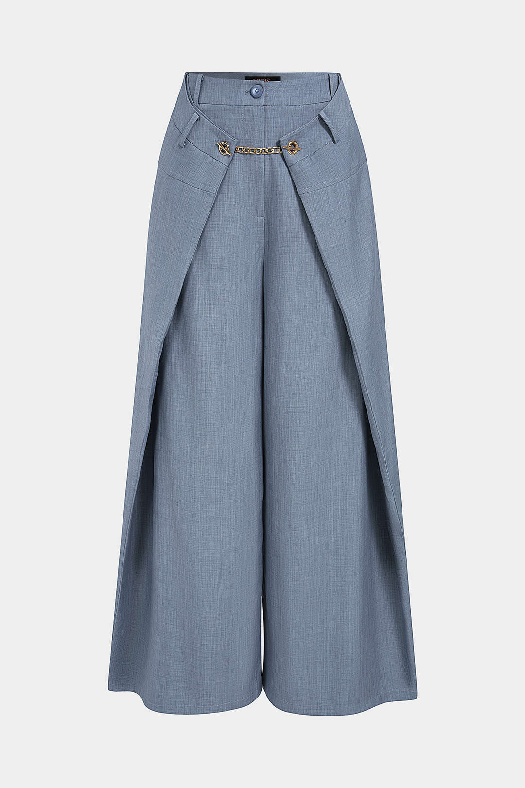 Metallic broek met kettingdetail en hoge taille