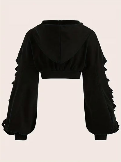 Cropped Bolero Hoodie with Zipper