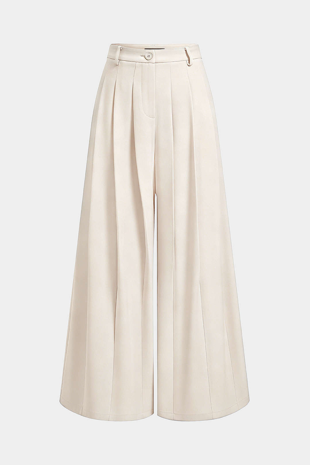 Effen geplooide broek met wijde pijpen