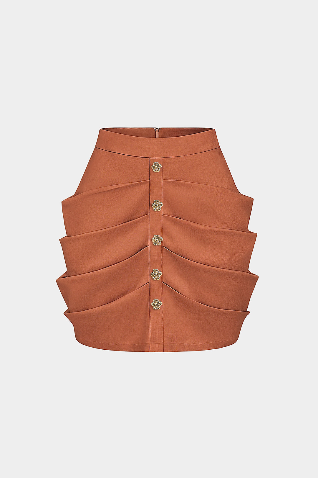 Bloemenprint metallic minirok met knoopjes en ruches