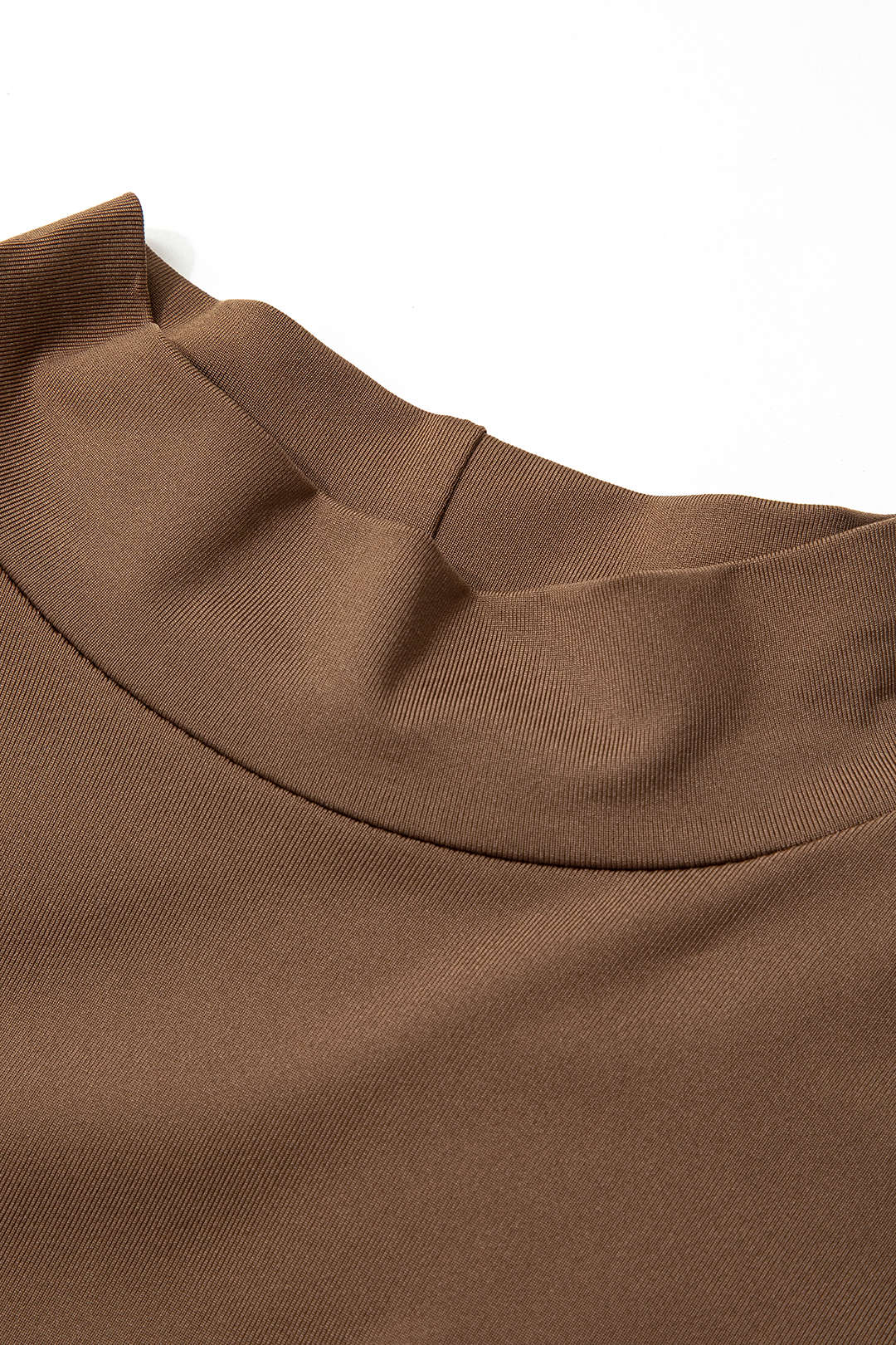 Leren-look body met opstaande kraag en lange mouwen
