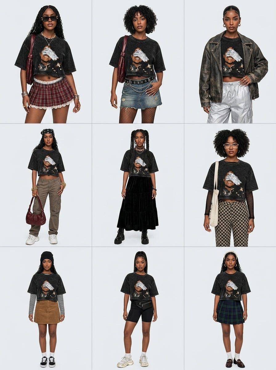 Michael Jackson - Vintage T-shirt cropped style - Dark grey