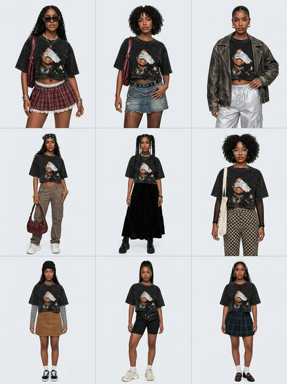 Michael Jackson - Vintage T-shirt cropped style - Dark grey