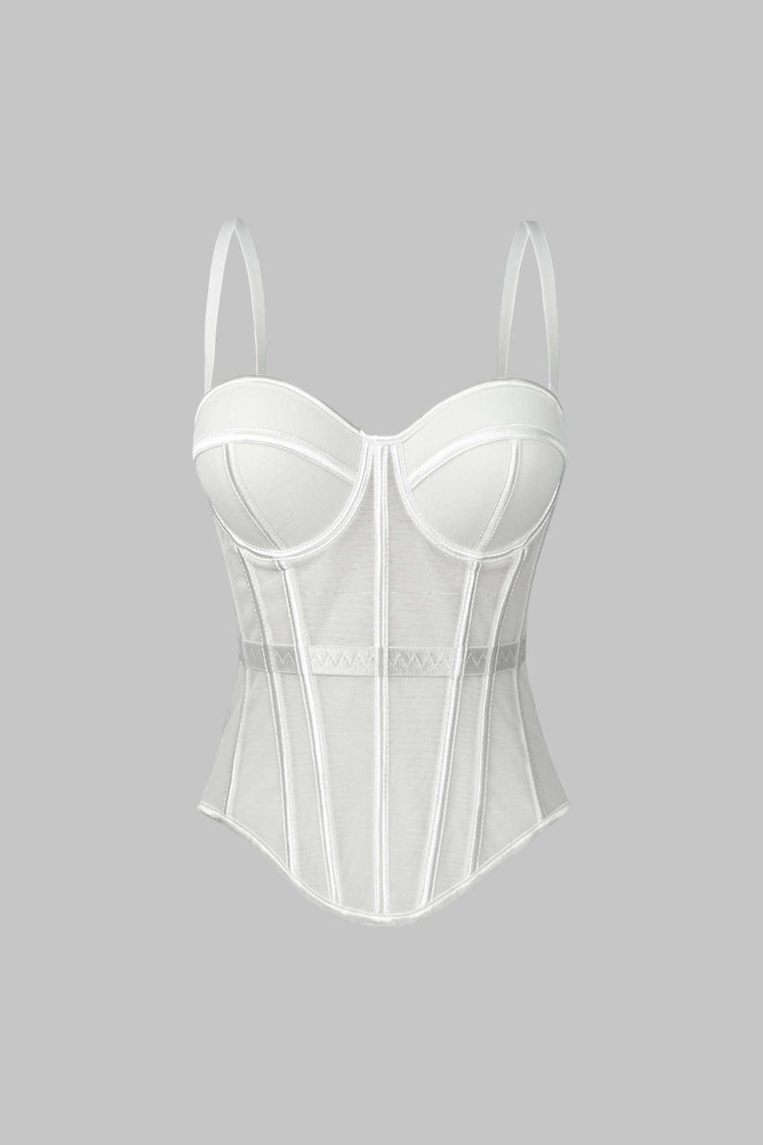 Mesh top met spaghettibandjes