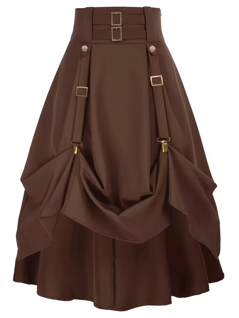 Midi Skirt with Ruched Waist
