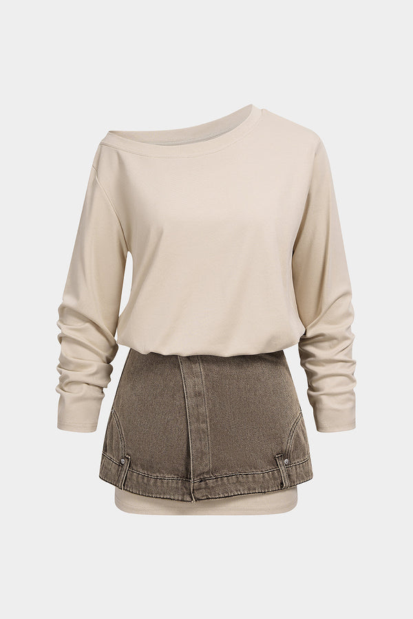 Vesna - Denim set met top en minirok