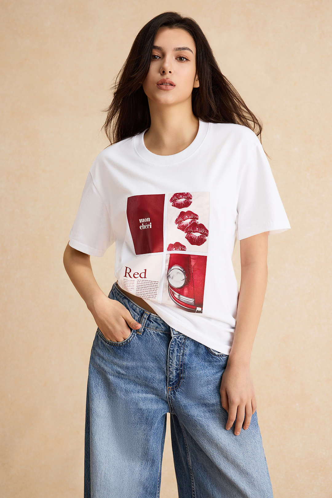 Lyla - T-shirt met ronde hals en korte mouwen