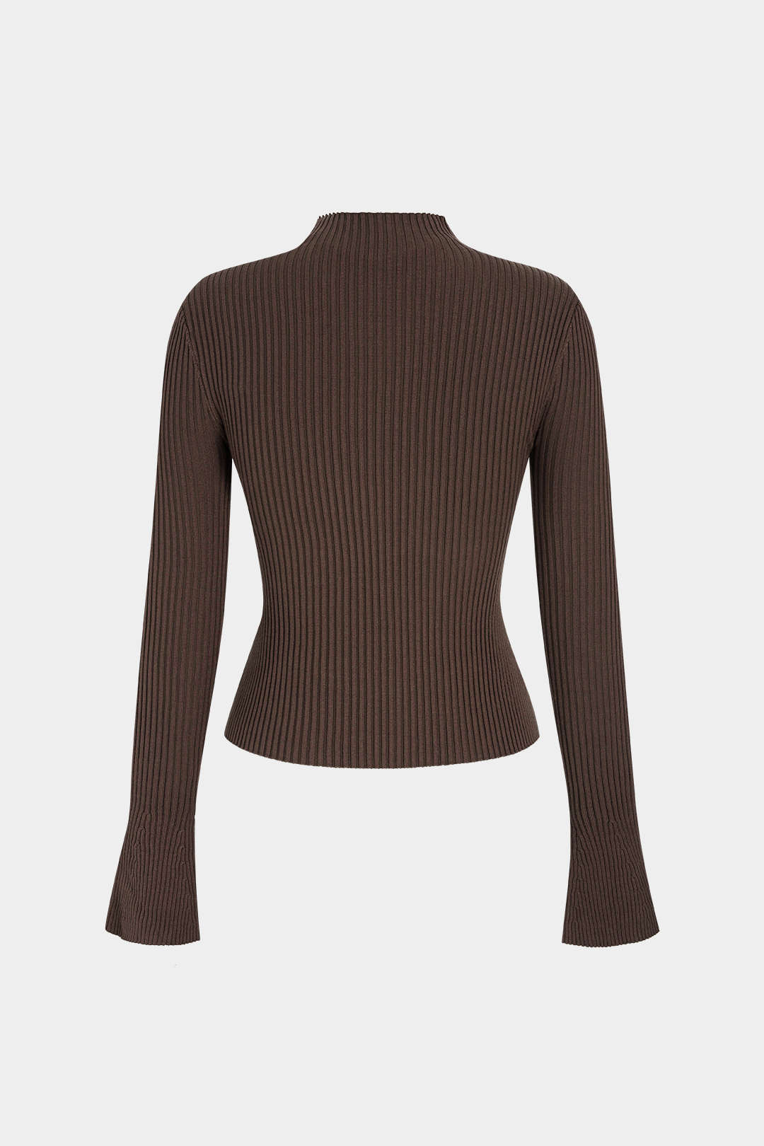 Gebreide metallic top met opstaande kraag en uitsnijding