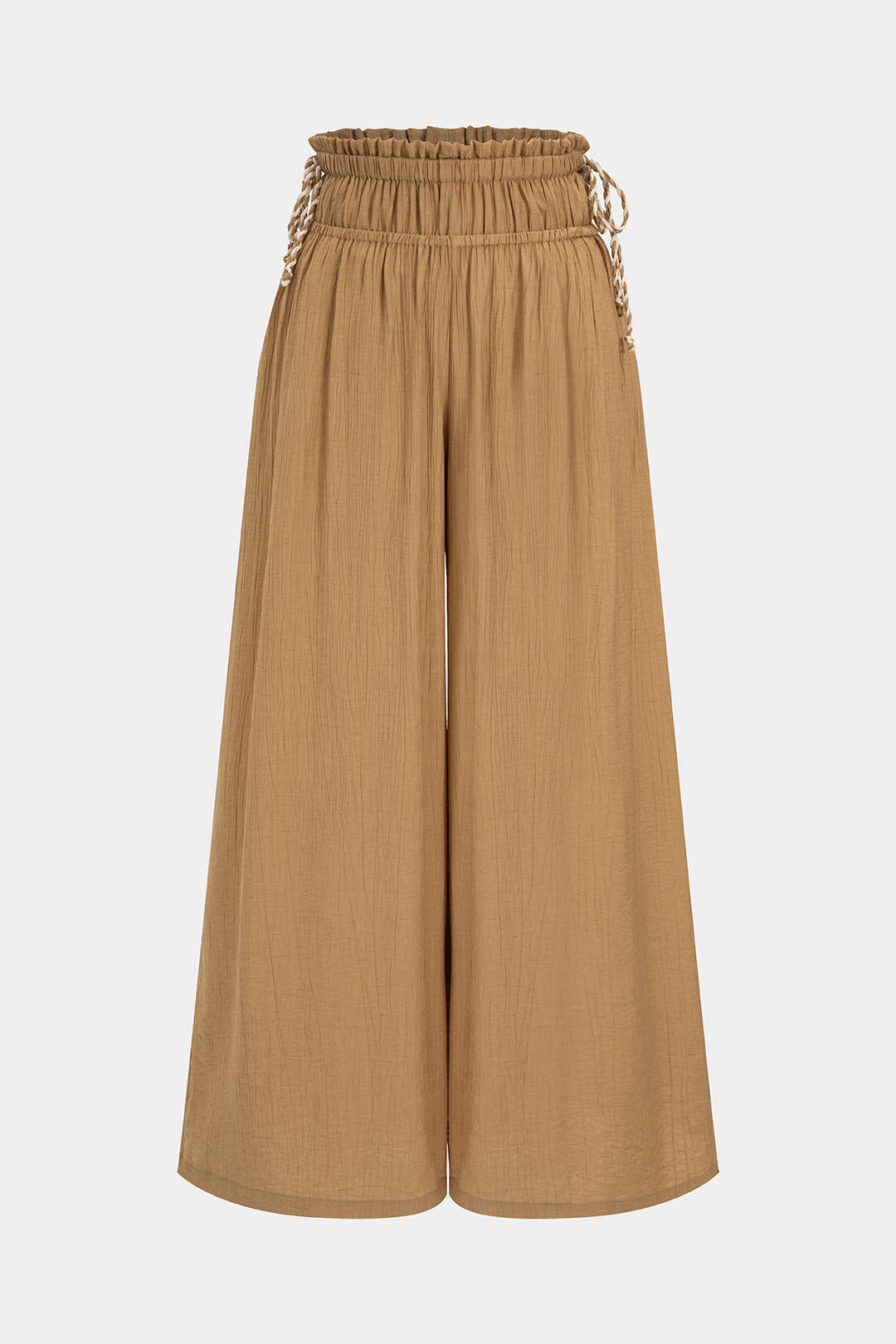 Broek met strik, smokwerk en ruches