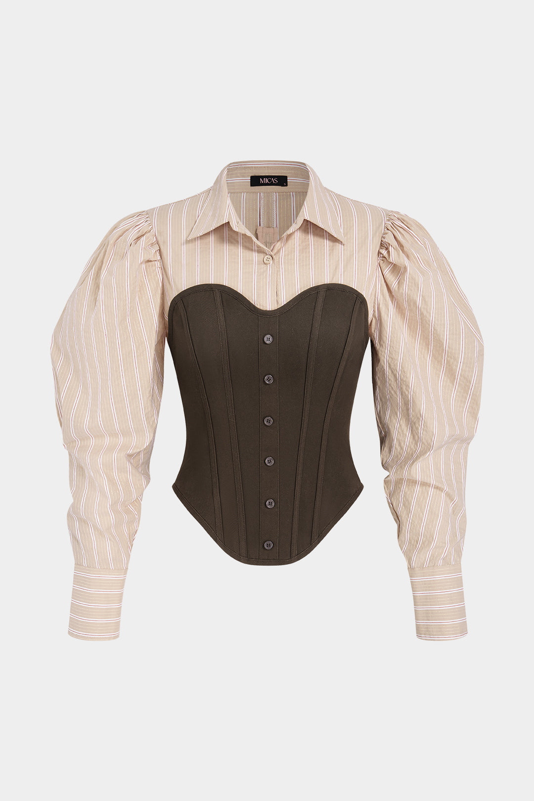 Gestreepte patchwork blouse met lange mouwen
