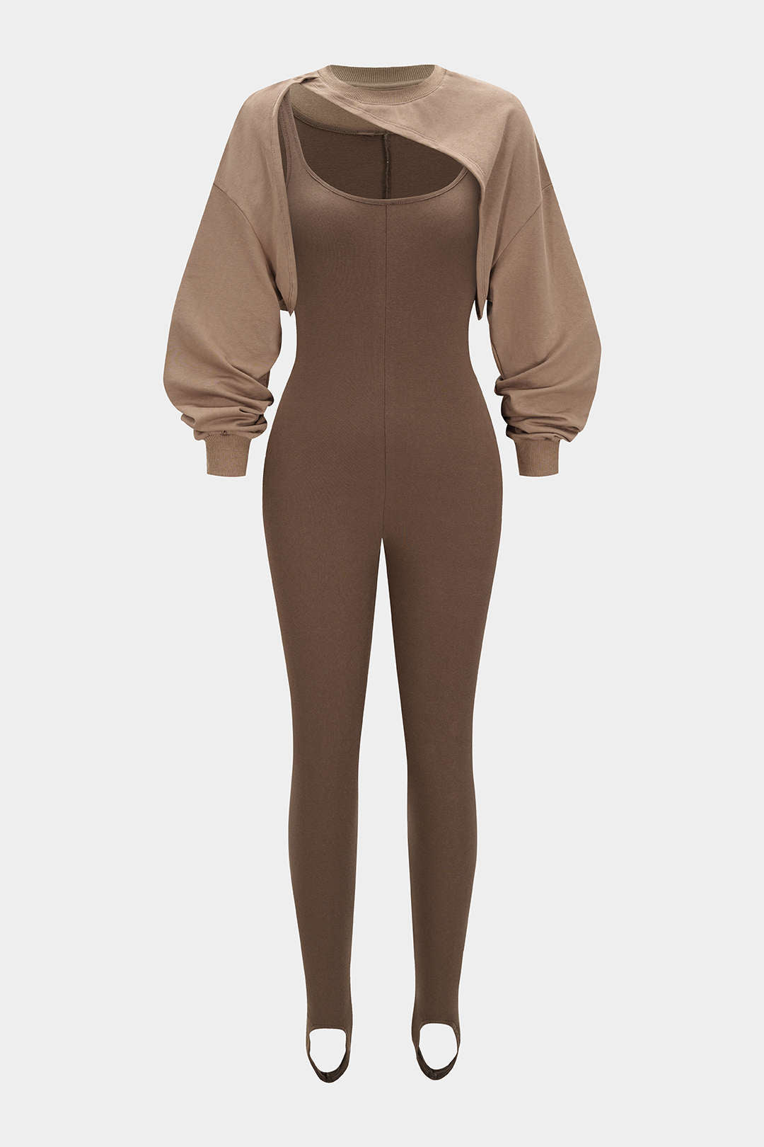 Asymmetrische jumpsuit met ronde hals en lange mouwen