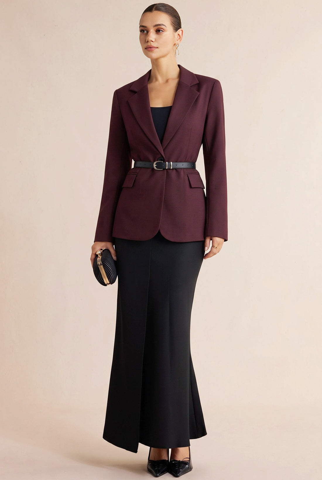 Blazer met reverskraag en riem