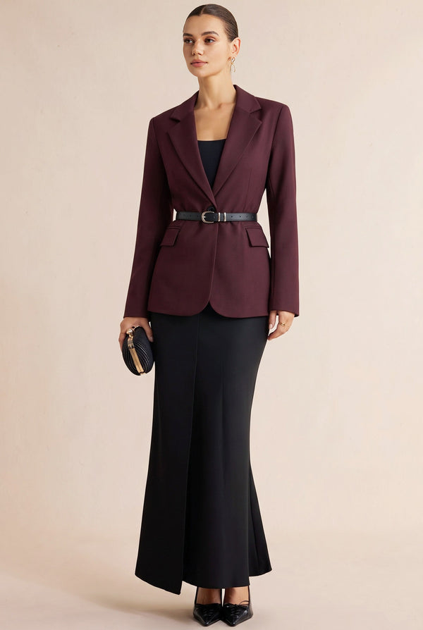 Blazer met reverskraag en riem