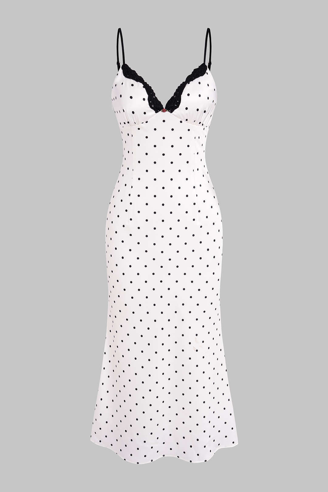 Gestipte chiffon midijurk met kanten rand