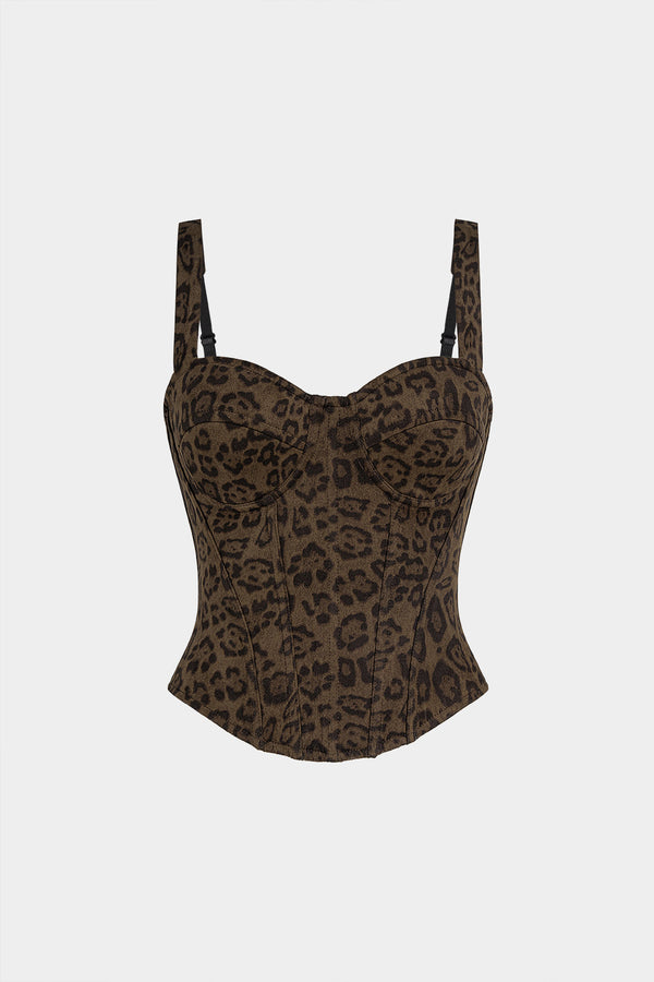 Luipaardprint suède top met rits