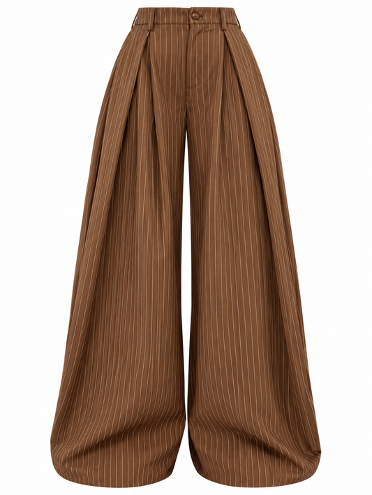 Oversized Brown Striped Cargo Pants