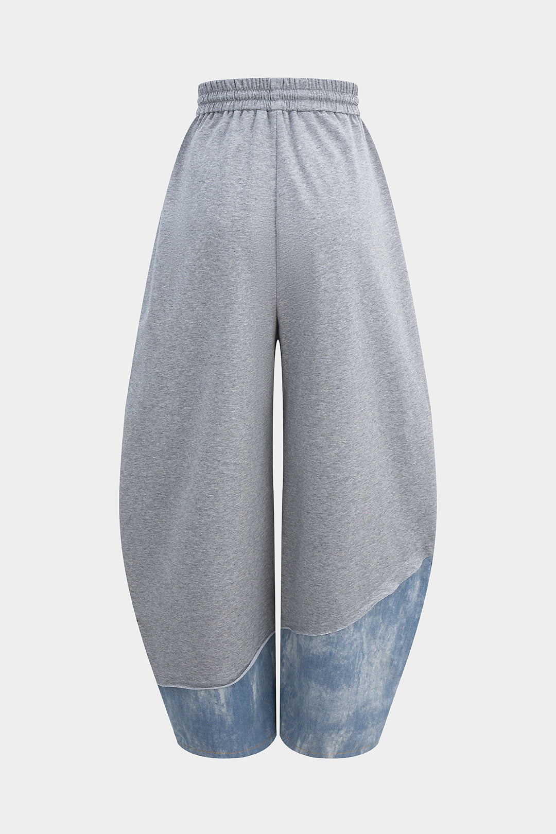 Denim patchwork broek met trekkoord