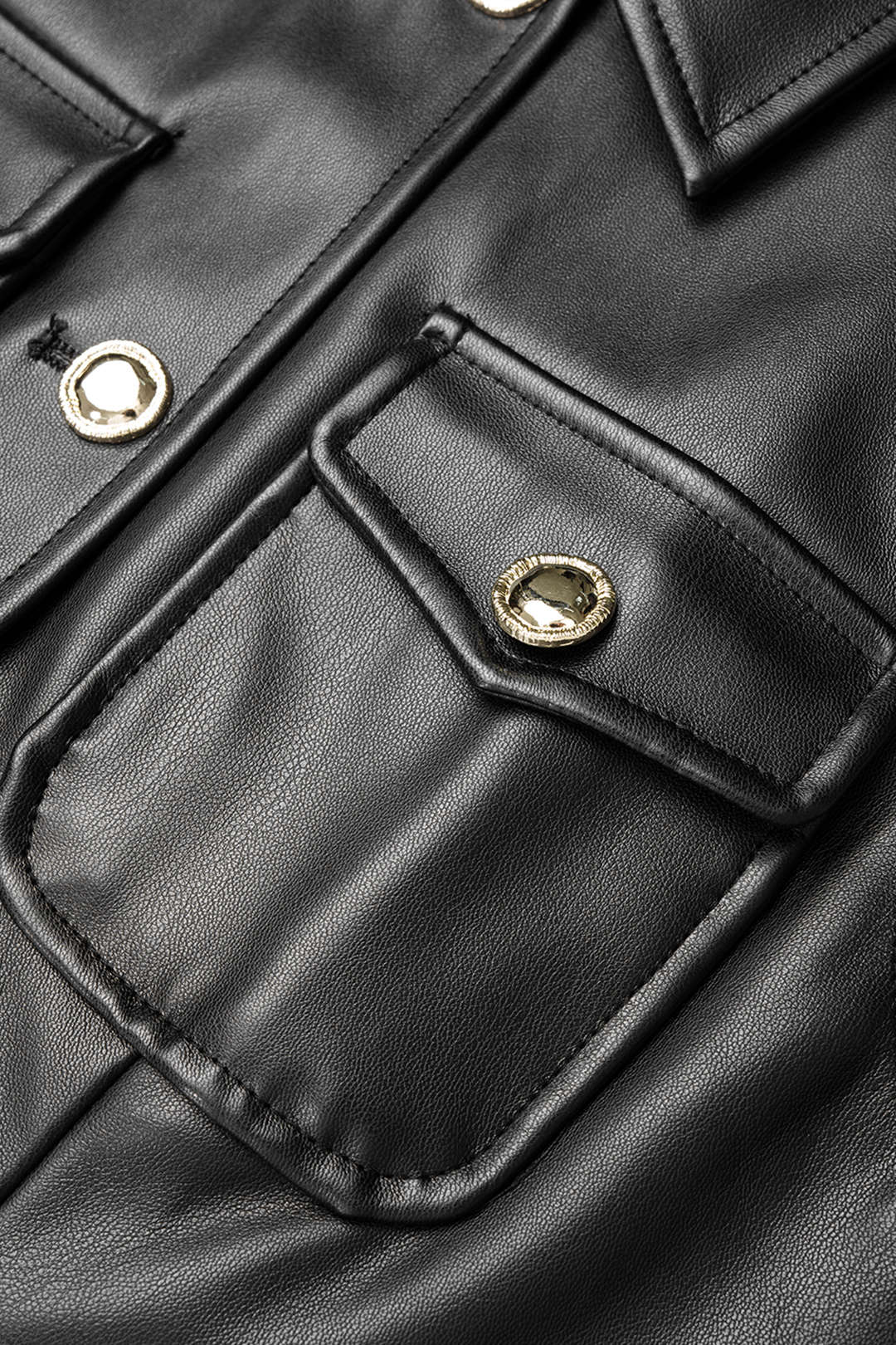 Leren-look mouwloze minijurk met knoopjes