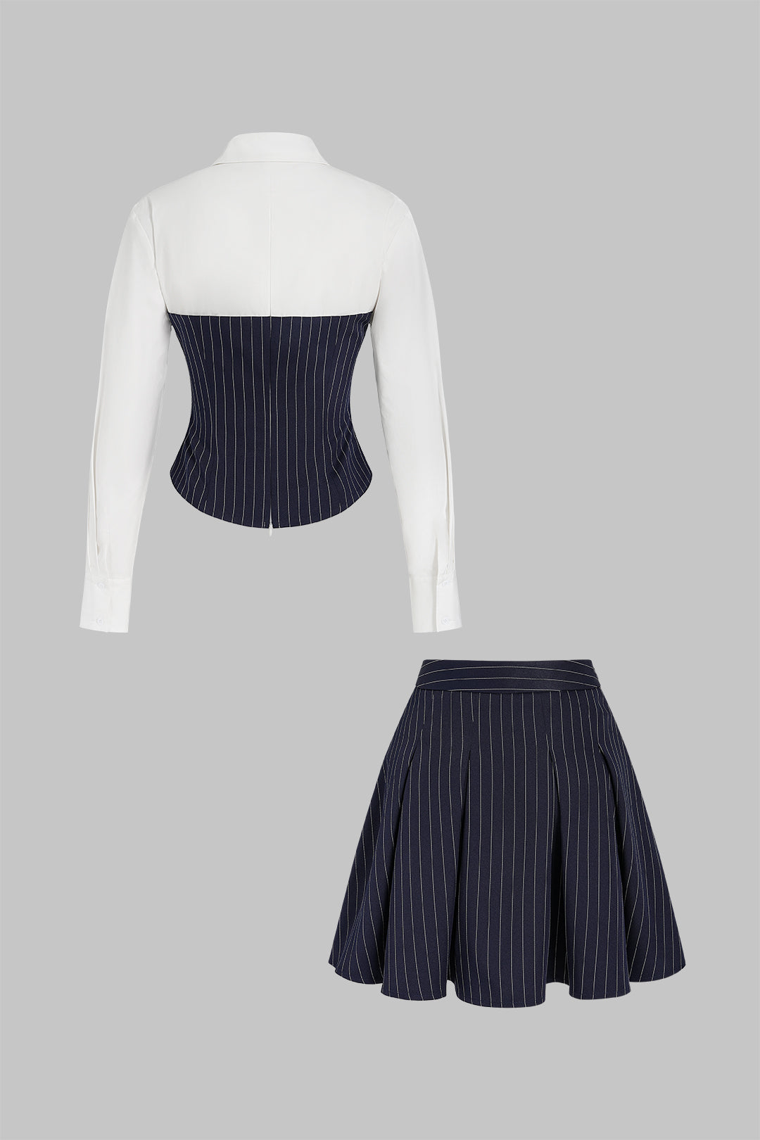 Gestreepte patchwork minirok met lange mouwen en ruches
