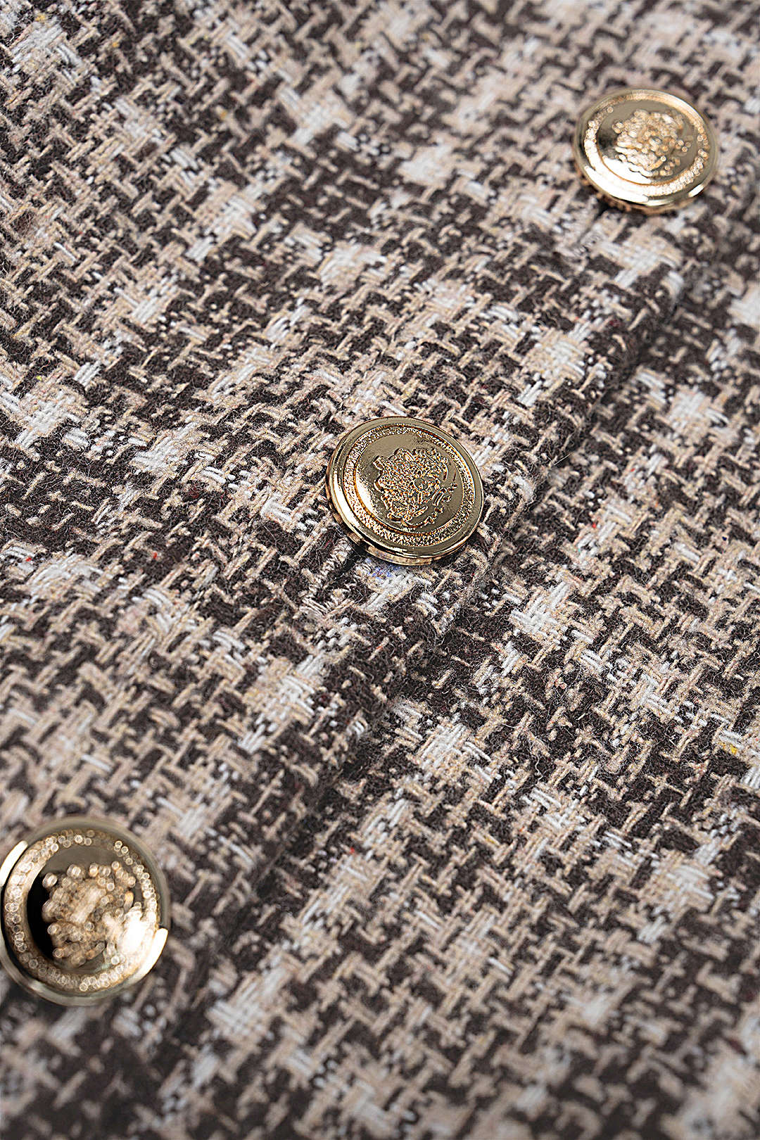Tweed geruite top met knoopjes en lange mouwen