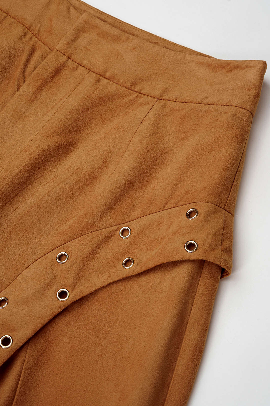Suède broek met wijde pijpen