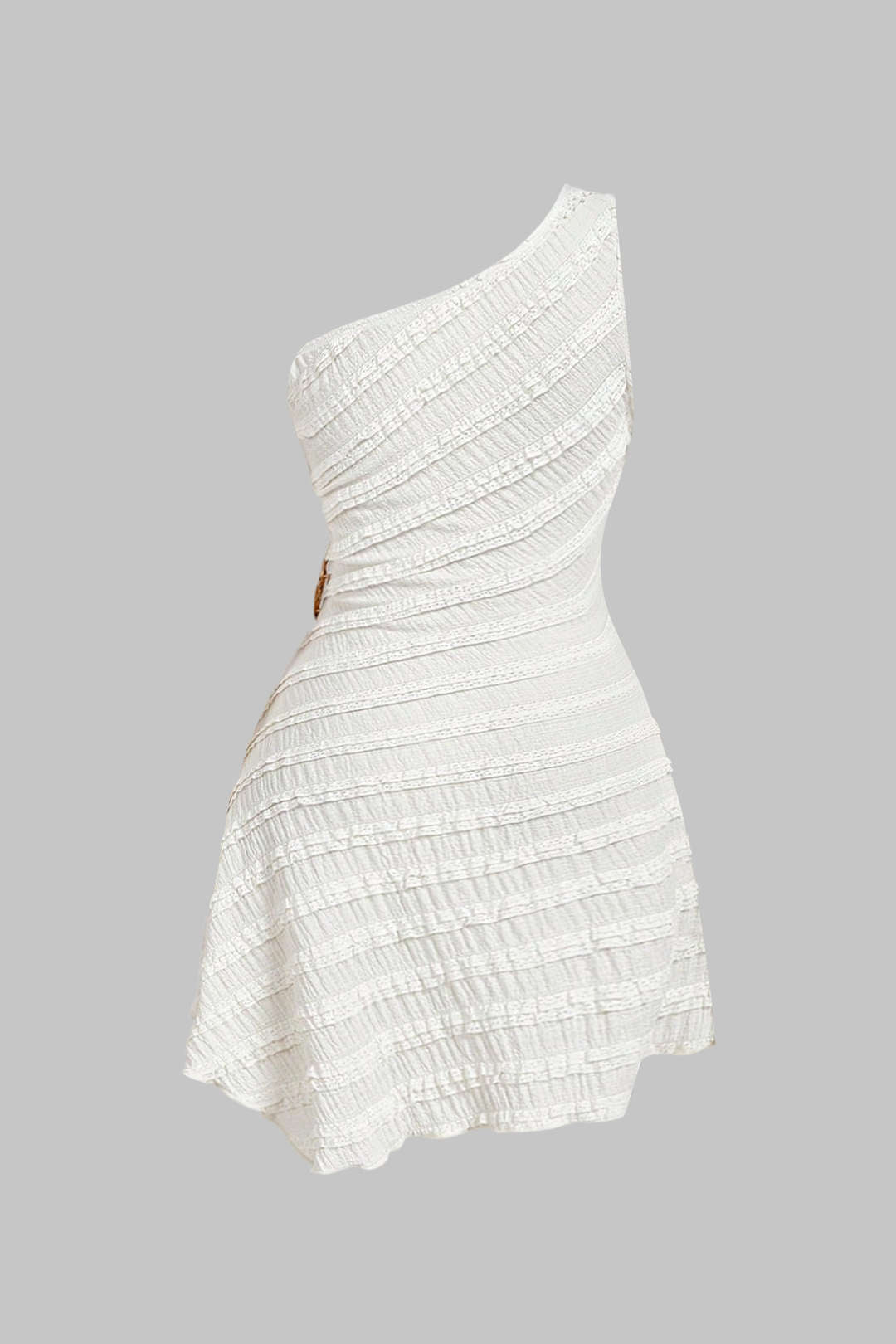 Metallic mouwloze minijurk met één schouder