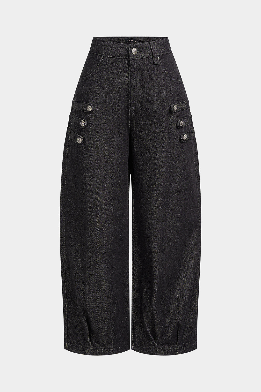 Jeans met knoopjes, hoge taille en wijde pijpen