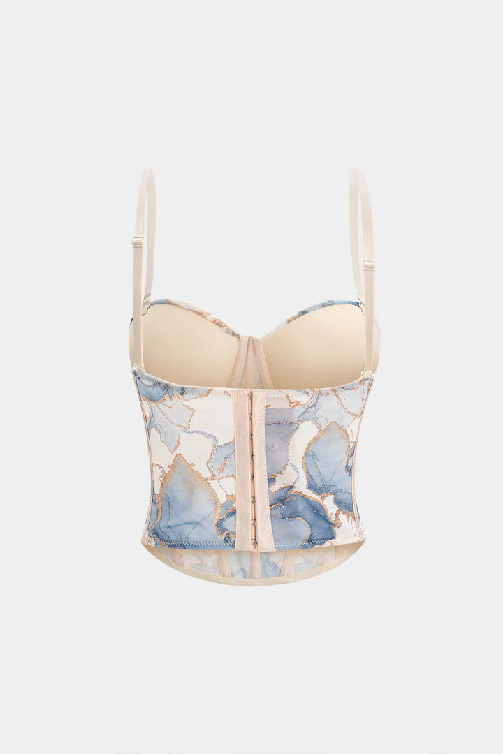 Corset cami top with floral print