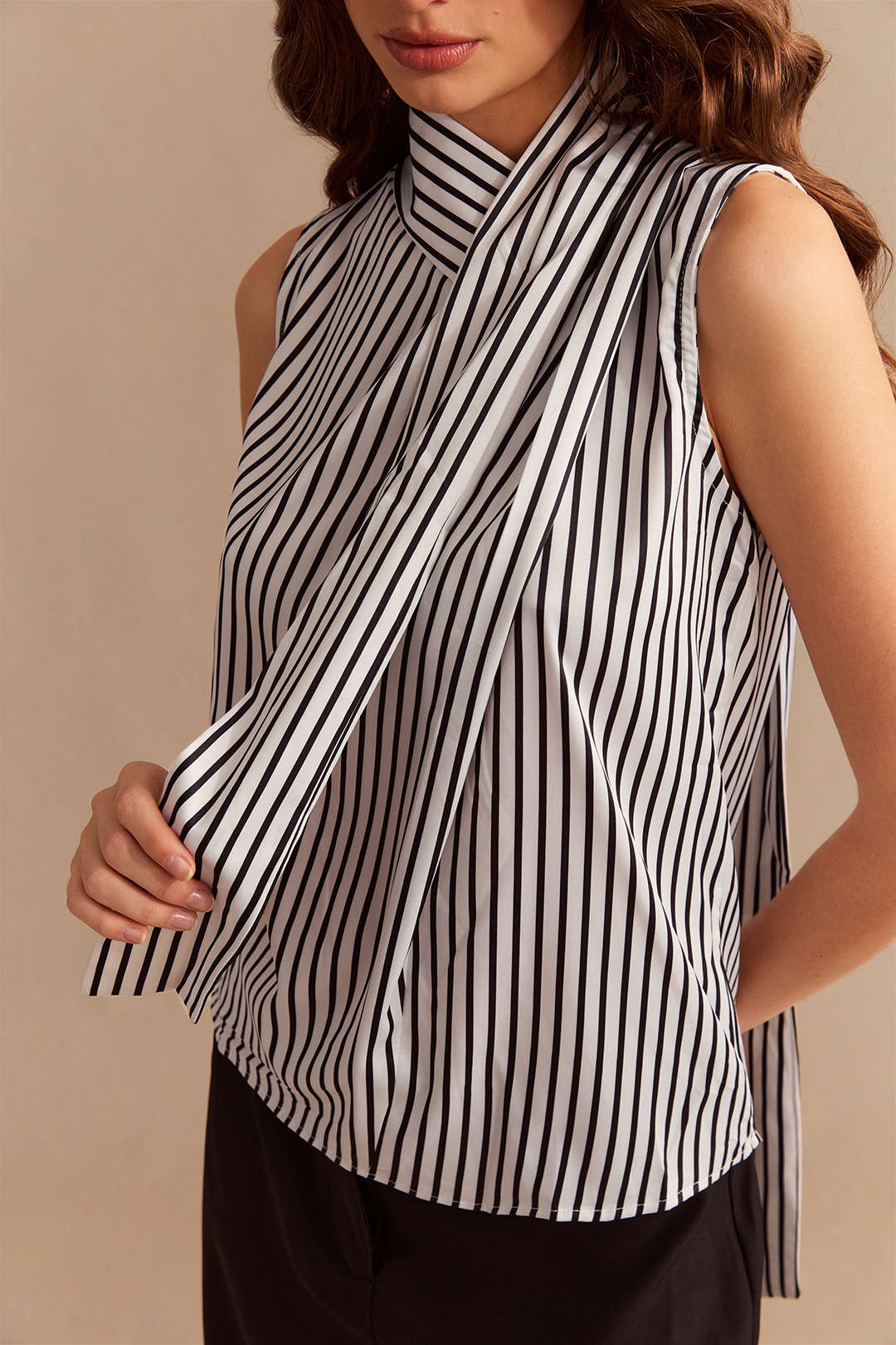 Gestreepte satijnen tanktop