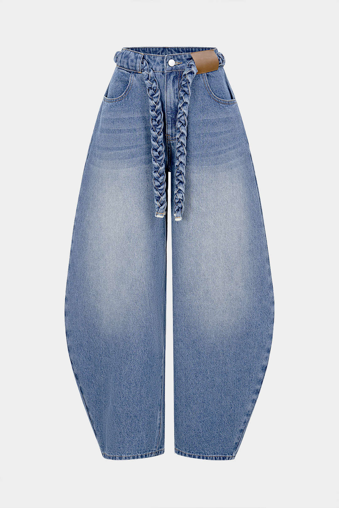 Quinn - Jeans met riem, zakken en wijde pijpen