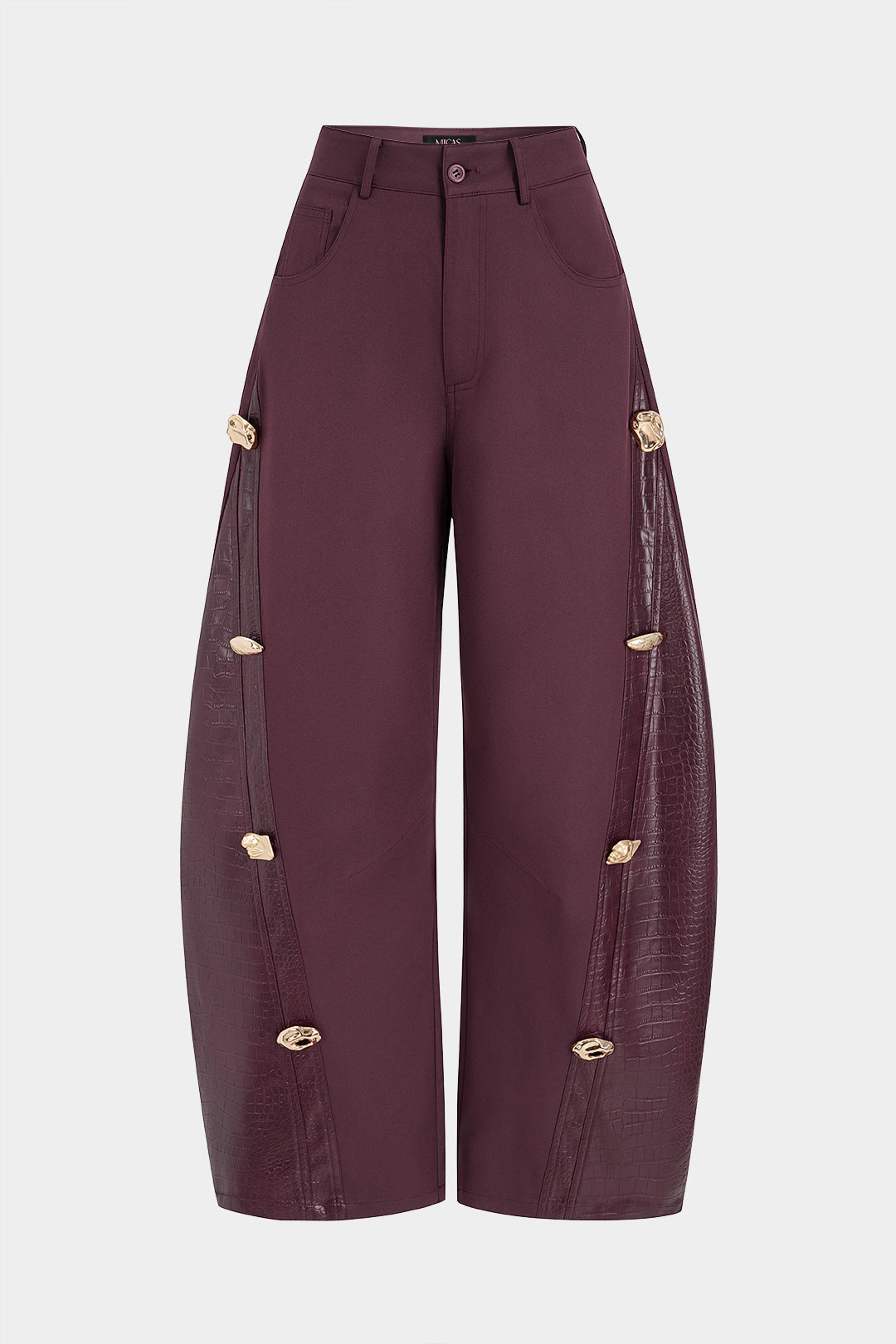 Demi - Leren-look patchwork broek