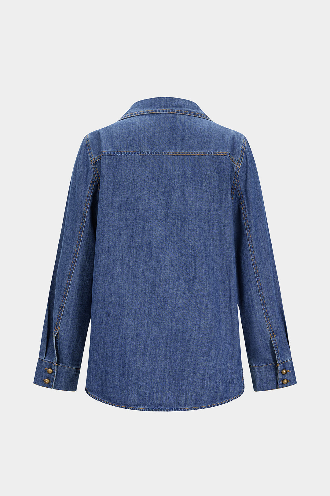 Denim blouse met knoopjes en lange mouwen