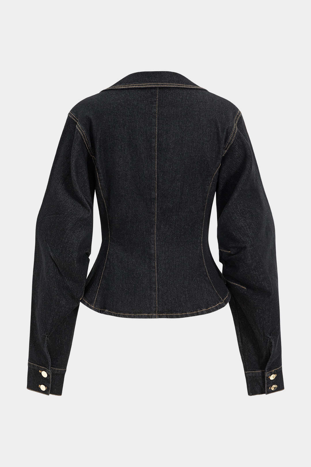 Denim metallic item met knoopjes