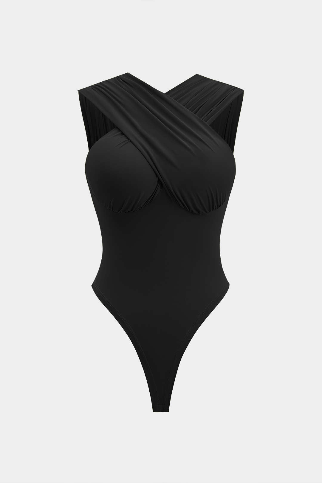 Mouwloze body met ruches en open rug