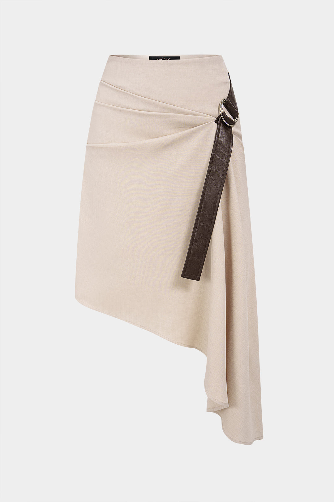 Asymmetrische rok met riem en ruches