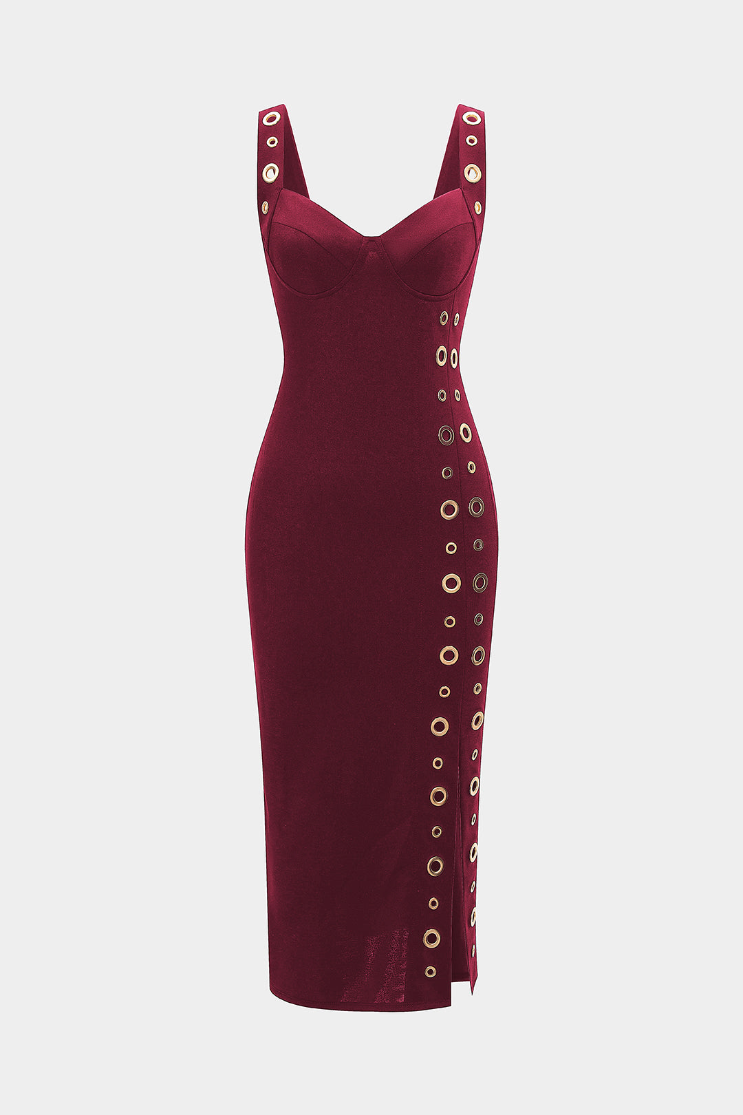Metallic mouwloze midijurk met rits