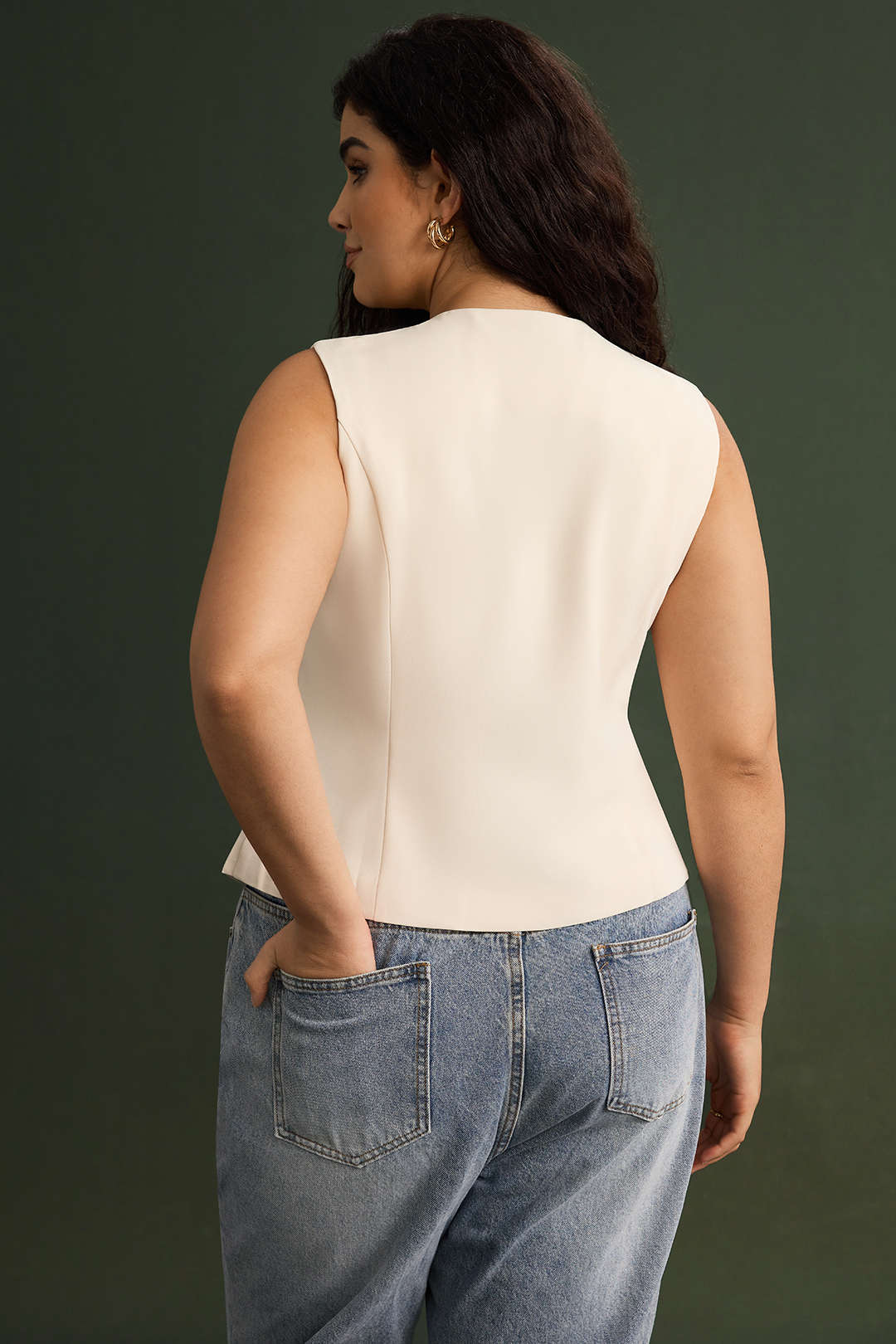 Metallic tanktop met zakken en knoopjes