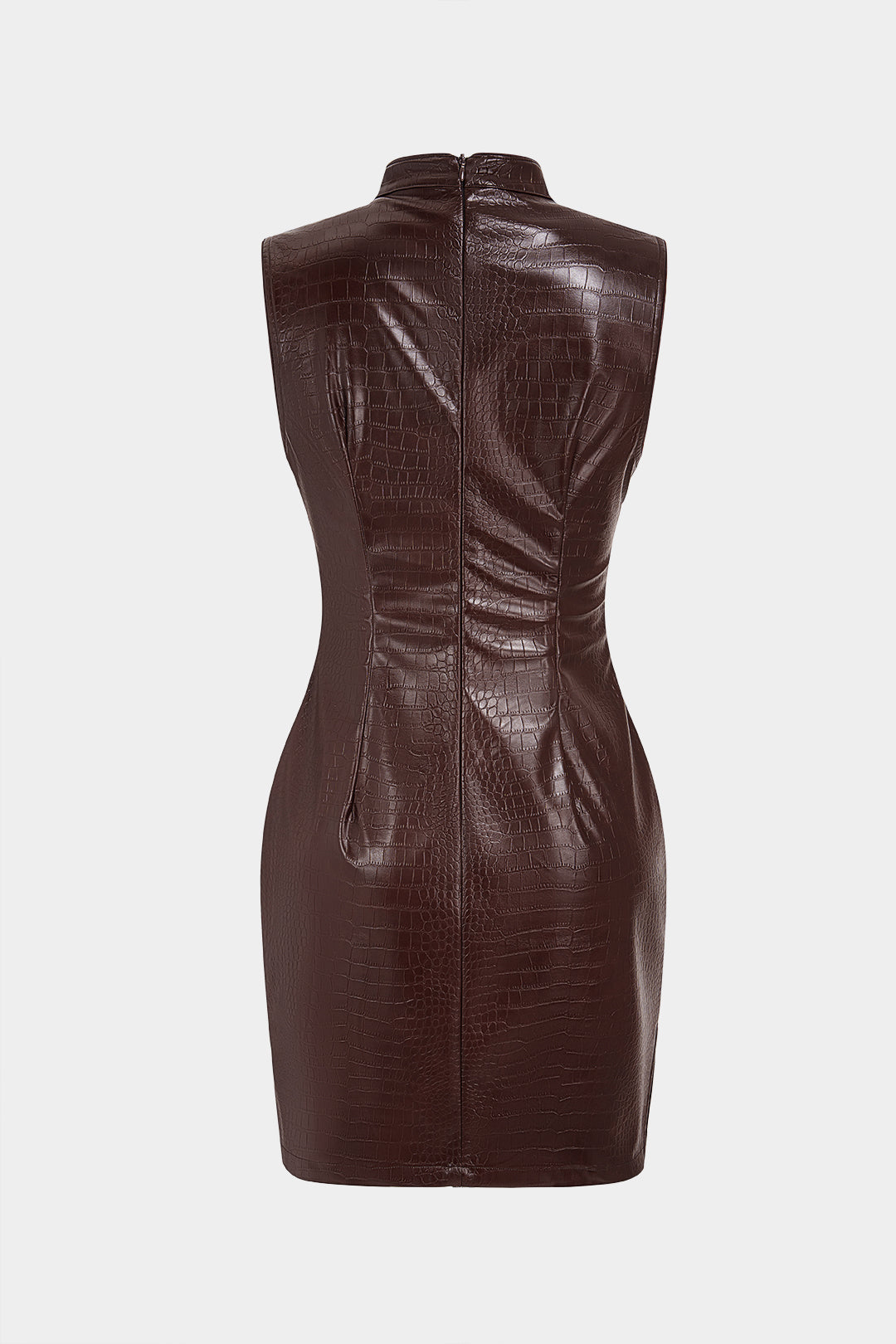 Leren-look asymmetrische midijurk met brandenburgsluiting