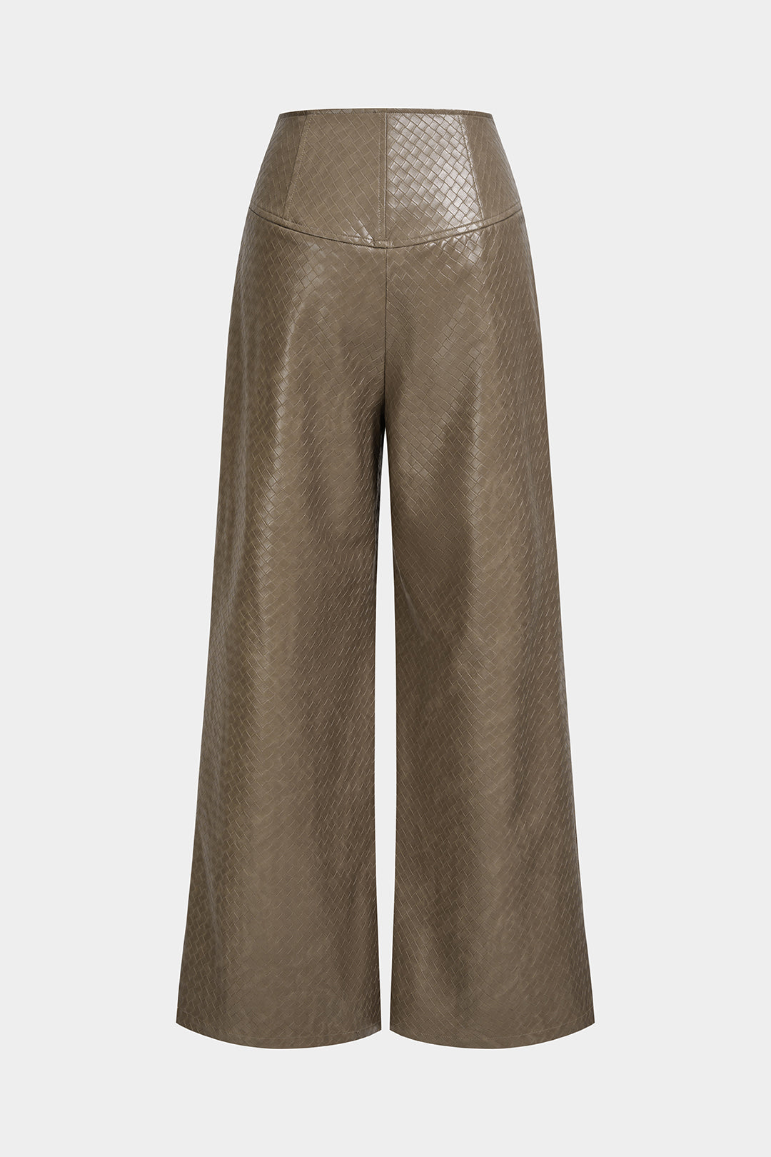 Gestructureerde leren-look broek met rechte pijp