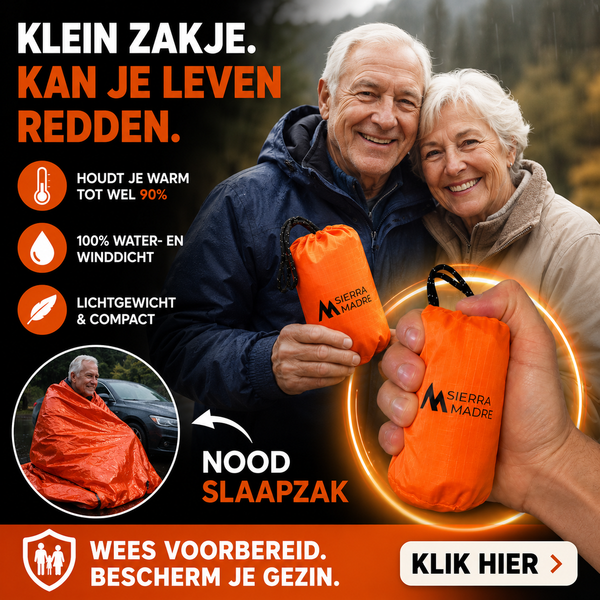 SOS Emergency Sleeping Bag - Retains up to 90% of your body heat in emergency situations